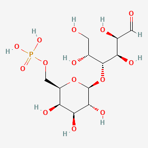 molecular formula C12H23O14P B1220357 [(2R,3R,4S,5R,6S)-3,4,5-trihydroxy-6-[(2R,3R,4R,5R)-1,2,4,5-tetrahydroxy-6-oxohexan-3-yl]oxyoxan-2-yl]methyl dihydrogen phosphate CAS No. 72929-47-6