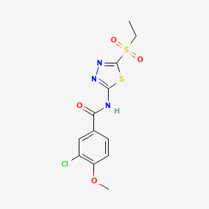 molecular formula C12H12ClN3O4S2 B12203579 3-chloro-N-(5-(ethylsulfonyl)-1,3,4-thiadiazol-2-yl)-4-methoxybenzamide 