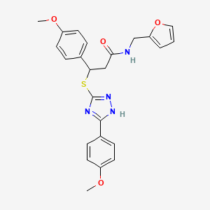 molecular formula C24H24N4O4S B12203602 N-(furan-2-ylmethyl)-3-(4-methoxyphenyl)-3-{[3-(4-methoxyphenyl)-1H-1,2,4-triazol-5-yl]sulfanyl}propanamide CAS No. 6911-24-6