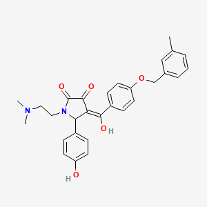 molecular formula C29H30N2O5 B12203663 (4E)-1-[2-(dimethylamino)ethyl]-4-(hydroxy{4-[(3-methylbenzyl)oxy]phenyl}methylidene)-5-(4-hydroxyphenyl)pyrrolidine-2,3-dione 