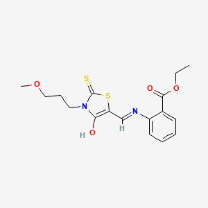 ethyl 2-({(E)-[3-(3-methoxypropyl)-4-oxo-2-thioxo-1,3-thiazolidin-5-ylidene]methyl}amino)benzoate