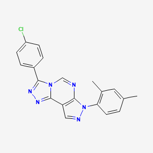 5-(4-Chlorophenyl)-10-(2,4-dimethylphenyl)-3,4,6,8,10,11-hexaazatricyclo[7.3.0.0^{2,6}]dodeca-1(9),2,4,7,11-pentaene