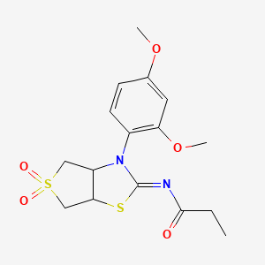 N-[(2Z)-3-(2,4-dimethoxyphenyl)-5,5-dioxidotetrahydrothieno[3,4-d][1,3]thiazol-2(3H)-ylidene]propanamide