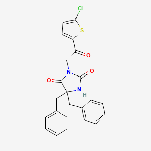 molecular formula C23H19ClN2O3S B12203788 5,5-Dibenzyl-3-[2-(5-chlorothiophen-2-yl)-2-oxoethyl]imidazolidine-2,4-dione 