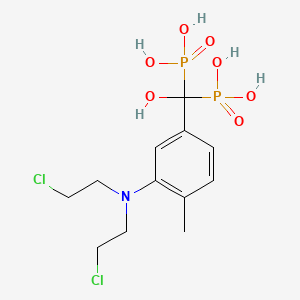 molecular formula C12H19Cl2NO7P2 B1220382 ((3-(Bis(2-chloroethyl)amino)-4-methylphenyl)hydroxymethane)bisphosphonic acid CAS No. 106871-13-0