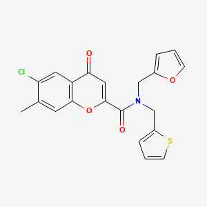 6-chloro-N-(furan-2-ylmethyl)-7-methyl-4-oxo-N-(thiophen-2-ylmethyl)-4H-chromene-2-carboxamide