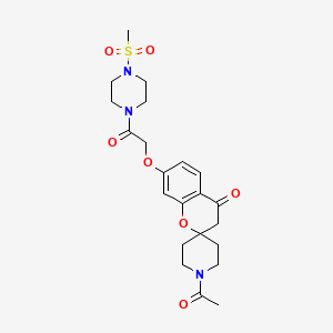 molecular formula C22H29N3O7S B12203861 1'-acetyl-7-{2-[4-(methylsulfonyl)piperazin-1-yl]-2-oxoethoxy}spiro[chromene-2,4'-piperidin]-4(3H)-one 