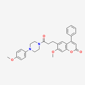 7-methoxy-6-(3-(4-(4-methoxyphenyl)piperazin-1-yl)-3-oxopropyl)-4-phenyl-2H-chromen-2-one