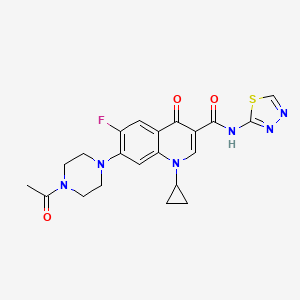 molecular formula C21H21FN6O3S B12203923 7-(4-acetylpiperazin-1-yl)-1-cyclopropyl-6-fluoro-4-oxo-N-[(2Z)-1,3,4-thiadiazol-2(3H)-ylidene]-1,4-dihydroquinoline-3-carboxamide 