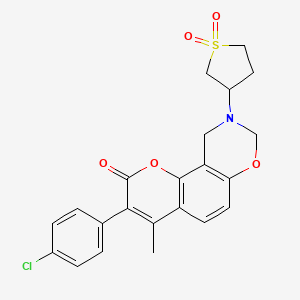 3-(4-chlorophenyl)-9-(1,1-dioxidotetrahydrothiophen-3-yl)-4-methyl-9,10-dihydro-2H,8H-chromeno[8,7-e][1,3]oxazin-2-one