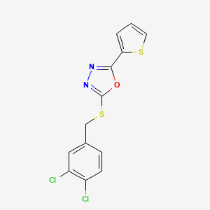 molecular formula C13H8Cl2N2OS2 B12203956 2-{[(3,4-Dichlorophenyl)methyl]sulfanyl}-5-(thiophen-2-yl)-1,3,4-oxadiazole 