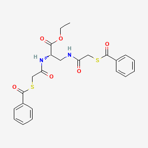 molecular formula C23H24N2O6S2 B1220398 N,N'-Bis(S-benzoylmercaptoacetyl)-2,3-diaminopropionic acid ethyl ester CAS No. 85916-30-9