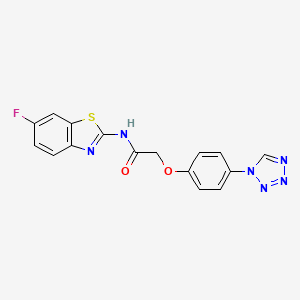 molecular formula C16H11FN6O2S B12203994 N-(6-fluoro-1,3-benzothiazol-2-yl)-2-[4-(1H-tetrazol-1-yl)phenoxy]acetamide 