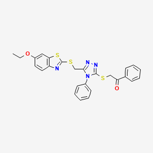 2-[(5-{[(6-ethoxy-1,3-benzothiazol-2-yl)sulfanyl]methyl}-4-phenyl-4H-1,2,4-triazol-3-yl)sulfanyl]-1-phenylethanone