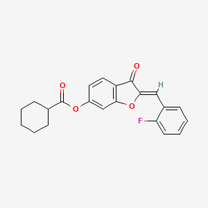 molecular formula C22H19FO4 B12204051 (2Z)-2-(2-fluorobenzylidene)-3-oxo-2,3-dihydro-1-benzofuran-6-yl cyclohexanecarboxylate 