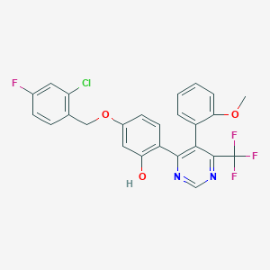 5-[(2-Chloro-4-fluorobenzyl)oxy]-2-[5-(2-methoxyphenyl)-6-(trifluoromethyl)pyrimidin-4-yl]phenol