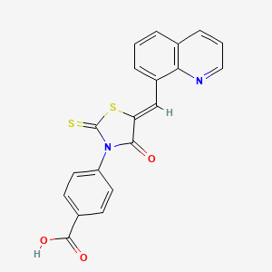 molecular formula C20H12N2O3S2 B12204068 4-[4-Oxo-5-(8-quinolylmethylene)-2-thioxo-1,3-thiazolidin-3-yl]benzoic acid 