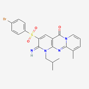 5-(4-bromophenyl)sulfonyl-6-imino-11-methyl-7-(2-methylpropyl)-1,7,9-triazatricyclo[8.4.0.03,8]tetradeca-3(8),4,9,11,13-pentaen-2-one