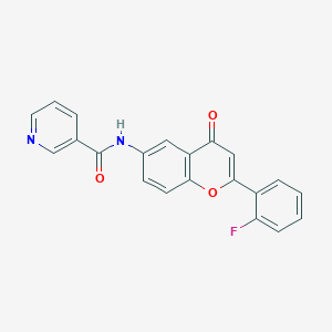 molecular formula C21H13FN2O3 B12204106 N-[2-(2-fluorophenyl)-4-oxo-4H-chromen-6-yl]pyridine-3-carboxamide 