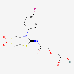 (2-{[(2Z)-3-(4-fluorophenyl)-5,5-dioxidotetrahydrothieno[3,4-d][1,3]thiazol-2(3H)-ylidene]amino}-2-oxoethoxy)acetic acid