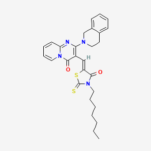 2-(3,4-Dihydro-1H-isoquinolin-2-yl)-3-[3-heptyl-4-oxo-2-thioxo-thiazolidin-(5Z)-ylidenemethyl]-pyrido[1,2-a]pyrimidin-4-one