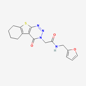molecular formula C16H16N4O3S B1220414 N-(2-furanylmethyl)-2-(4-oxo-5,6,7,8-tetrahydro-[1]benzothiolo[2,3-d]triazin-3-yl)acetamide 