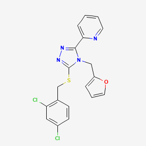 2-[5-[(2,4-Dichlorophenyl)methylthio]-4-(2-furanylmethyl)-1,2,4-triazol-3-yl]pyridine