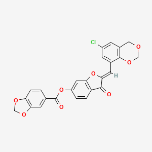 molecular formula C25H15ClO8 B12204188 (2Z)-2-[(6-chloro-4H-1,3-benzodioxin-8-yl)methylidene]-3-oxo-2,3-dihydro-1-benzofuran-6-yl 1,3-benzodioxole-5-carboxylate 