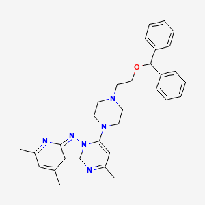 1-(Diphenylmethoxy)-2-[4-(2,8,10-trimethyl(5-hydropyrimidino[1',2'-1,5]pyrazol o[3,4-b]pyridin-4-yl))piperazinyl]ethane