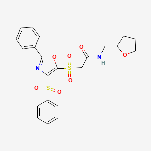 2-{[4-(benzenesulfonyl)-2-phenyl-1,3-oxazol-5-yl]sulfonyl}-N-[(oxolan-2-yl)methyl]acetamide