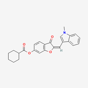 (2E)-2-[(1-methyl-1H-indol-3-yl)methylidene]-3-oxo-2,3-dihydro-1-benzofuran-6-yl cyclohexanecarboxylate