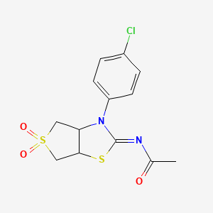 molecular formula C13H13ClN2O3S2 B12204348 N-[(2Z)-3-(4-chlorophenyl)-5,5-dioxidotetrahydrothieno[3,4-d][1,3]thiazol-2(3H)-ylidene]acetamide 