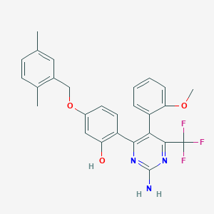 2-[2-Amino-5-(2-methoxyphenyl)-6-(trifluoromethyl)pyrimidin-4-yl]-5-[(2,5-dimethylbenzyl)oxy]phenol