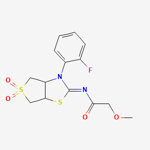 molecular formula C14H15FN2O4S2 B12204438 N-[(2Z)-3-(2-fluorophenyl)-5,5-dioxidotetrahydrothieno[3,4-d][1,3]thiazol-2(3H)-ylidene]-2-methoxyacetamide 