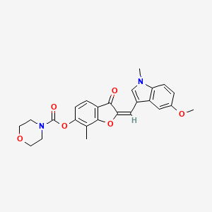 (2E)-2-[(5-methoxy-1-methyl-1H-indol-3-yl)methylidene]-7-methyl-3-oxo-2,3-dihydro-1-benzofuran-6-yl morpholine-4-carboxylate