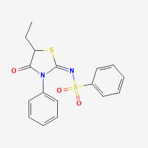 molecular formula C17H16N2O3S2 B12204471 N-(5-ethyl-4-oxo-3-phenyl-1,3-thiazolidin-2-ylidene)benzenesulfonamide 