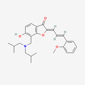 molecular formula C27H33NO4 B12204534 (2Z)-7-{[bis(2-methylpropyl)amino]methyl}-6-hydroxy-2-[(2E)-3-(2-methoxyphenyl)prop-2-en-1-ylidene]-1-benzofuran-3(2H)-one 