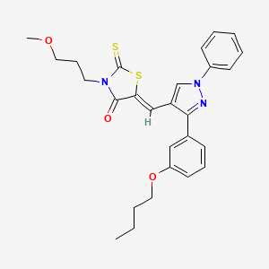 molecular formula C27H29N3O3S2 B12204535 (5Z)-5-{[3-(3-butoxyphenyl)-1-phenyl-1H-pyrazol-4-yl]methylidene}-3-(3-methoxypropyl)-2-thioxo-1,3-thiazolidin-4-one 