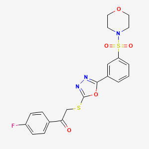 molecular formula C20H18FN3O5S2 B12204538 1-(4-Fluorophenyl)-2-({5-[3-(morpholin-4-ylsulfonyl)phenyl]-1,3,4-oxadiazol-2-yl}sulfanyl)ethanone 