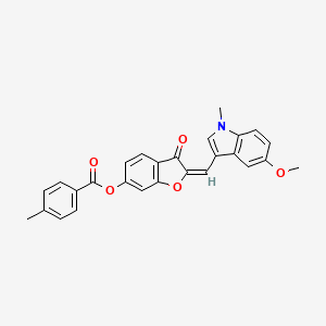 (2E)-2-[(5-methoxy-1-methyl-1H-indol-3-yl)methylidene]-3-oxo-2,3-dihydro-1-benzofuran-6-yl 4-methylbenzoate