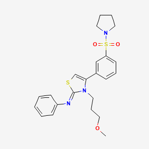 molecular formula C23H27N3O3S2 B12204635 N-[(2Z)-3-(3-methoxypropyl)-4-[3-(pyrrolidin-1-ylsulfonyl)phenyl]-1,3-thiazol-2(3H)-ylidene]aniline 