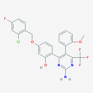 molecular formula C25H18ClF4N3O3 B12204643 2-[2-Amino-5-(2-methoxyphenyl)-6-(trifluoromethyl)pyrimidin-4-yl]-5-[(2-chloro-4-fluorobenzyl)oxy]phenol 