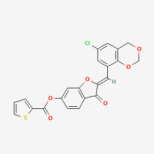 (2Z)-2-[(6-chloro-4H-1,3-benzodioxin-8-yl)methylidene]-3-oxo-2,3-dihydro-1-benzofuran-6-yl thiophene-2-carboxylate