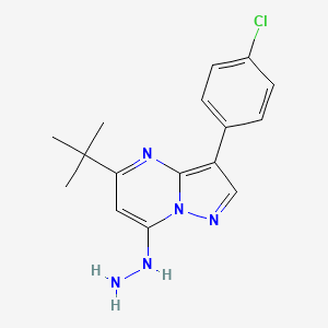 molecular formula C16H18ClN5 B12204650 5-Tert-butyl-3-(4-chlorophenyl)-7-hydrazinylpyrazolo[1,5-a]pyrimidine 