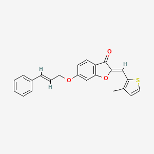 (2Z)-2-[(3-methylthiophen-2-yl)methylidene]-6-{[(2E)-3-phenylprop-2-en-1-yl]oxy}-1-benzofuran-3(2H)-one