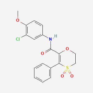 N-(3-chloro-4-methoxyphenyl)-3-phenyl-5,6-dihydro-1,4-oxathiine-2-carboxamide 4,4-dioxide