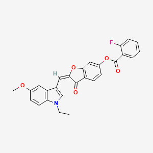 molecular formula C27H20FNO5 B12204739 (2E)-2-[(1-ethyl-5-methoxy-1H-indol-3-yl)methylidene]-3-oxo-2,3-dihydro-1-benzofuran-6-yl 2-fluorobenzoate 