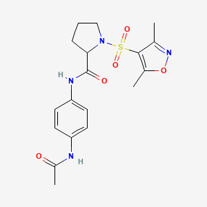 molecular formula C18H22N4O5S B12204740 N-[4-({1-[(3,5-dimethylisoxazol-4-yl)sulfonyl]pyrrolidin-2-yl}carbonylamino)ph enyl]acetamide 