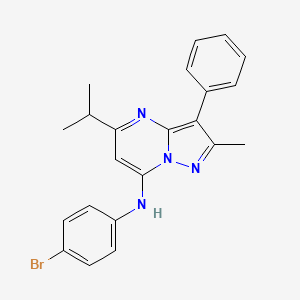 molecular formula C22H21BrN4 B12204779 N-(4-bromophenyl)-2-methyl-3-phenyl-5-(propan-2-yl)pyrazolo[1,5-a]pyrimidin-7-amine 