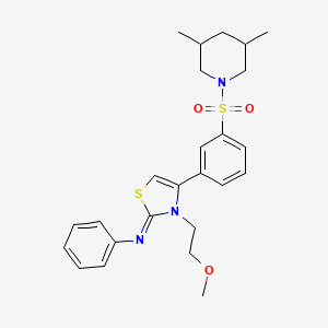 molecular formula C25H31N3O3S2 B12204781 N-[(2Z)-4-{3-[(3,5-dimethylpiperidin-1-yl)sulfonyl]phenyl}-3-(2-methoxyethyl)-1,3-thiazol-2(3H)-ylidene]aniline 